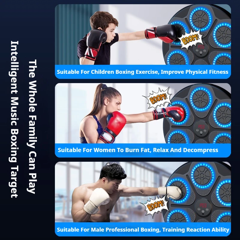 Machine De Boxe Musicale Murale - Capteur De Frappe Avec LEDs Et Son - Entraînement Fitness Pour Adultes Et Enfants
