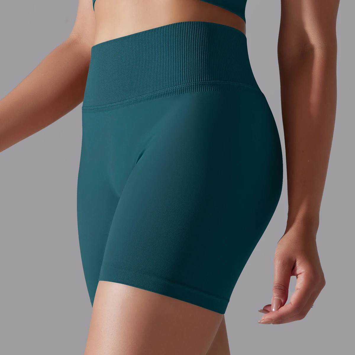 Solid Seamless Yoga Shorts Front View