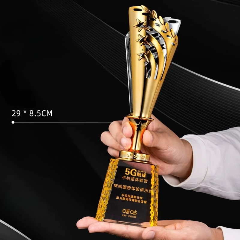 Customized Metal Crystal Trophy, High-end Basketball, Football, Billiards Competition Annual Meeting Award, Home Decoration, 1Pc