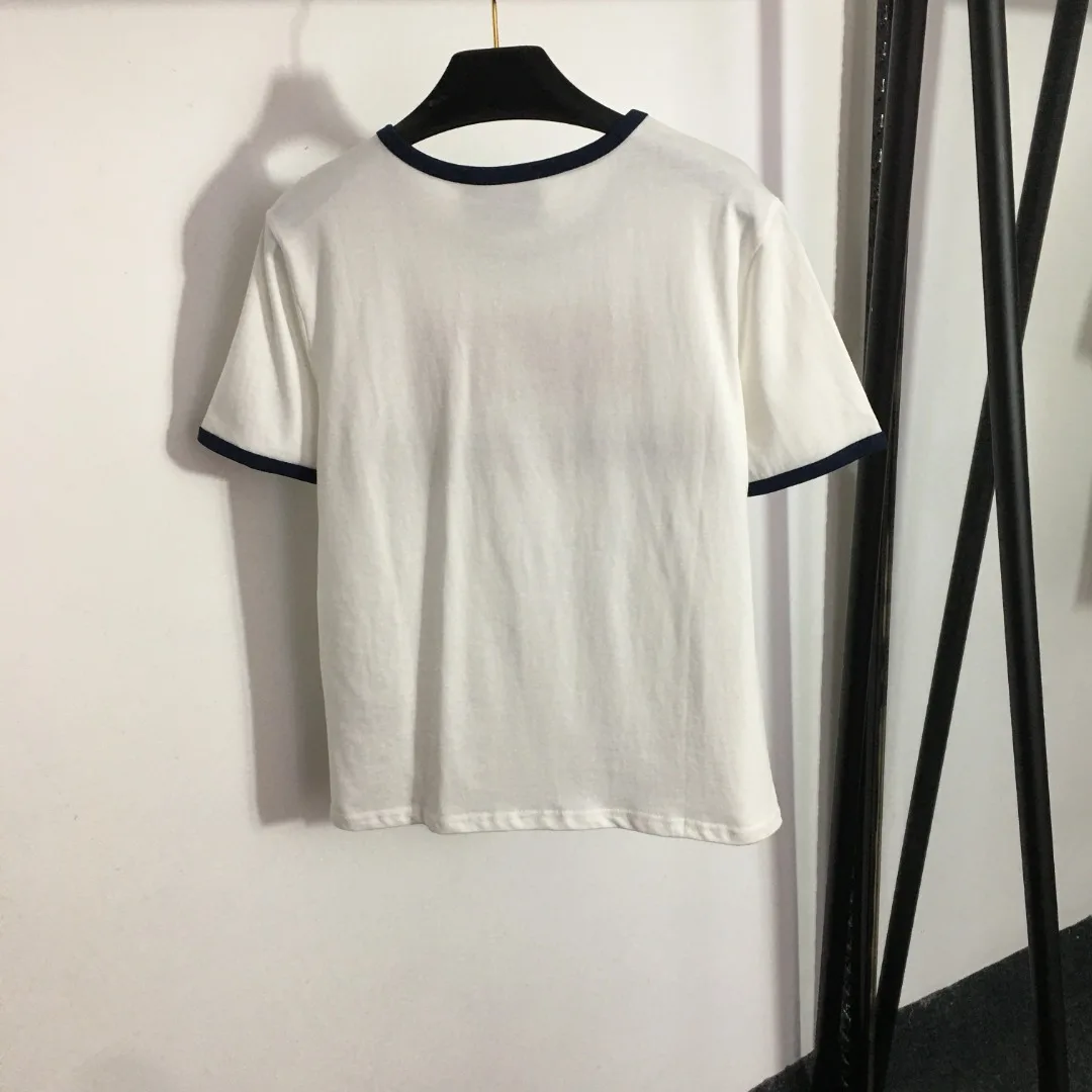 

Y2K Fashion Women Blouse 2023 Spring/Summer Casual Versatile Embroidery Letter Short Sleeve T-shirt Women's