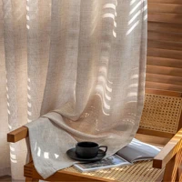 1pc Japanese linen sheer curtain windproof breathable semi dark bedroom living room partition curtain  Mosquito prevention 6