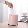 1 Pcs Plastic Tissue Box Round Living Room Pumping Box Creative Cylinder Multifunctional Household Toilet Roll Paper Storage Box 2
