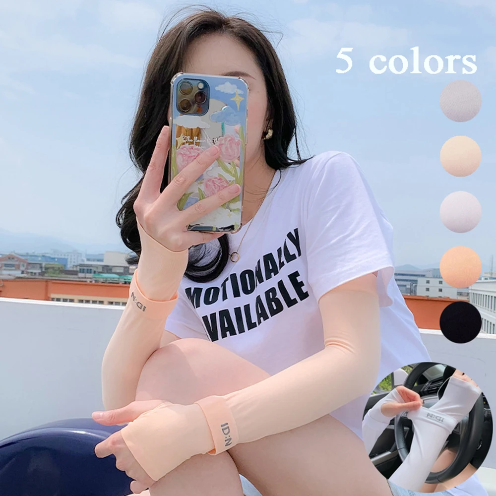 

Рукава из ледяного шелка, солнцезащитные манжеты, дышащие Рукава для рук, уличные спортивные перчатки на полпальца, Рукава от солнечных ожогов