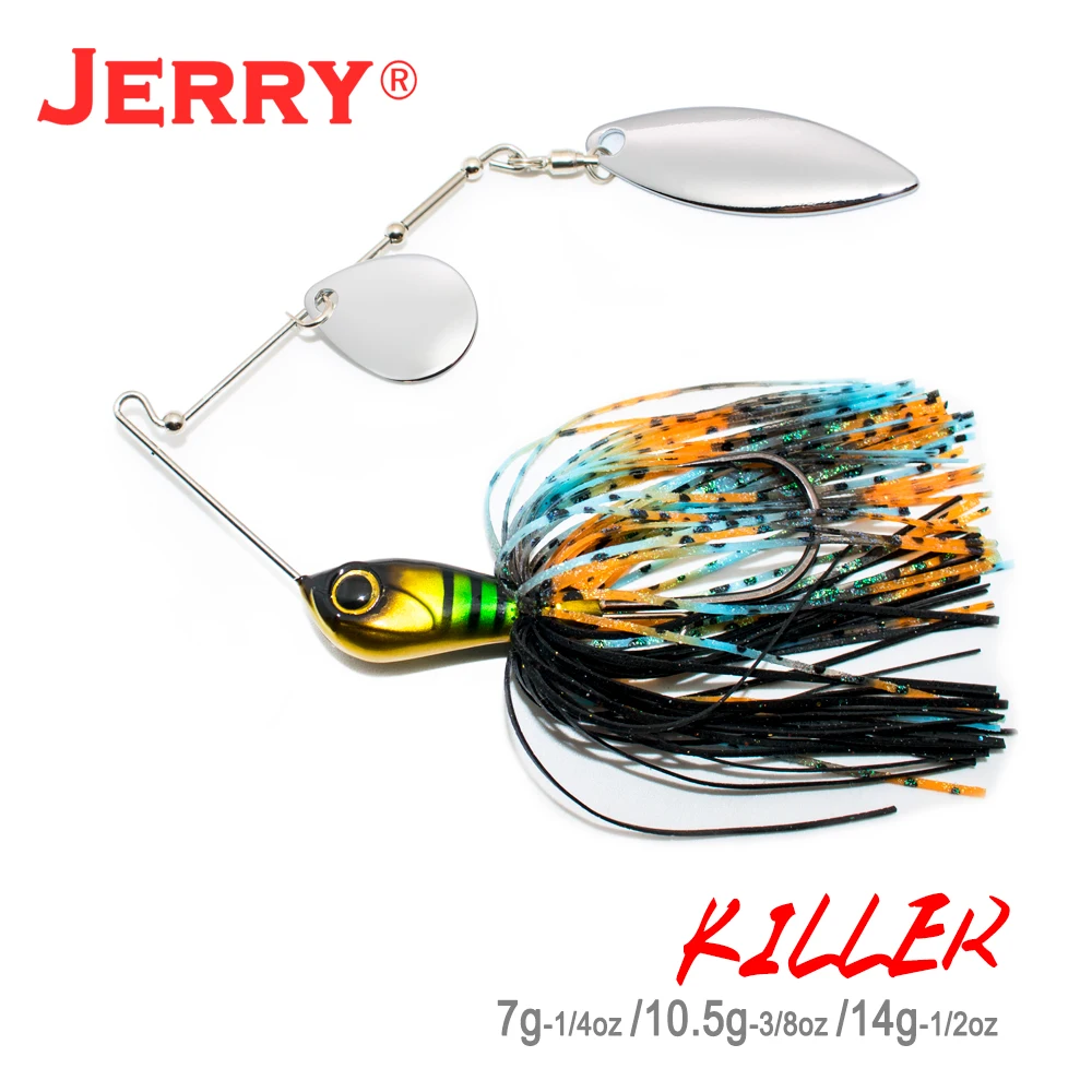 Jerry Double Blade Spinnerbait 1/4oz 3/8oz 1/2oz Willow Colorado Spinner Bait Silicone Skirt for Bass Fishing Lures