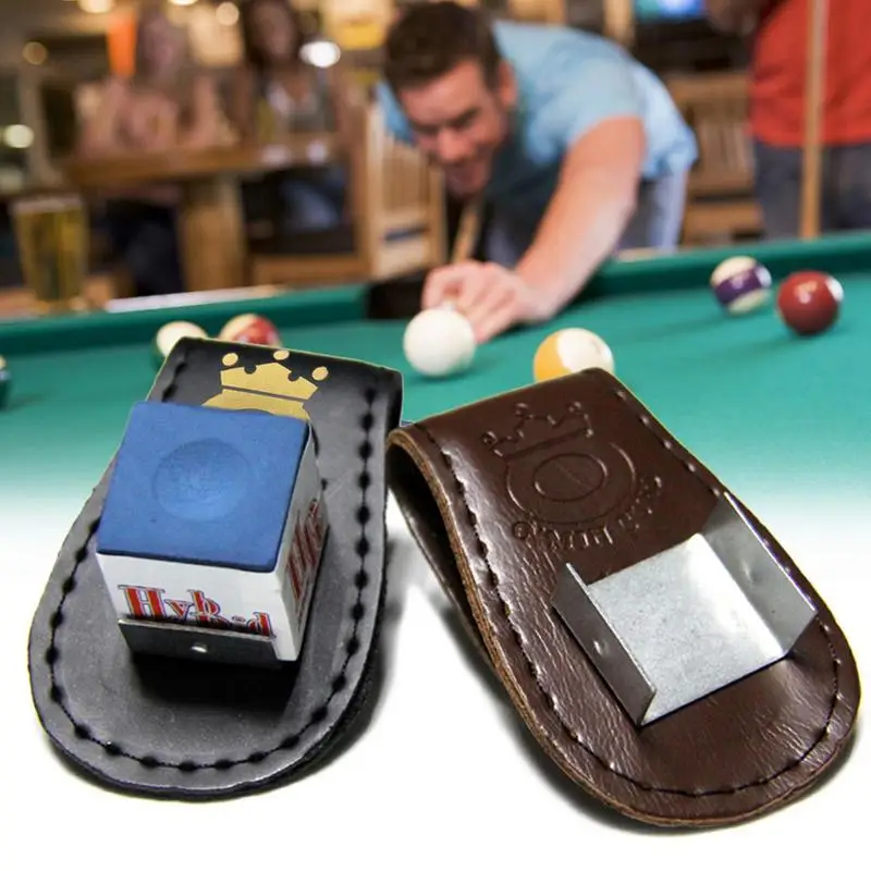 Billiard Chalk Holder Portable Leather Chalk Bag Clip Pool Billiards Snooker Accessories Magnetic Belt Clip Holder Powder Holder