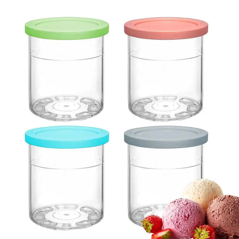 

4pcs Ice Cream Containers Ice Cream Tub Ice Cream Storage Containers With Lids Reusable Ice Cream Container Kitchen Aid buckets