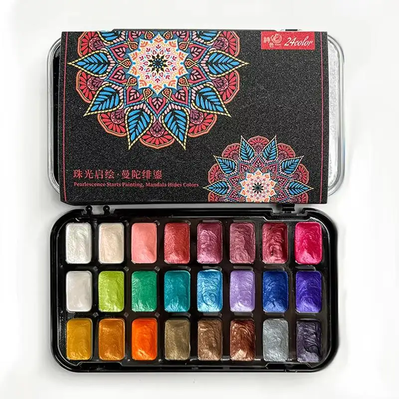24-color pearlescent watercolor pigments, solid watercolor art painting tools, nail art painting clay dyeing - 6