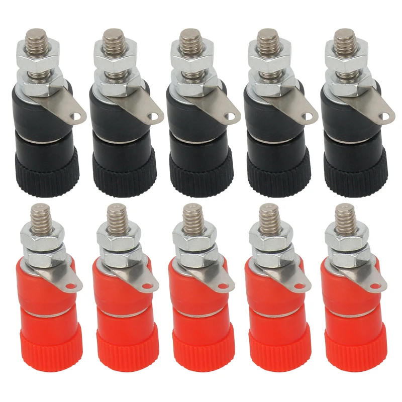 5Pcs 4mm Banana Socket Professional Binding Post Nut Banana Plug Jack Connector Nickel Plated