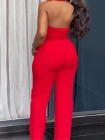Business Suit Lapel Sleeveless Button Formal Evening Dress Office Women Jumpsuit - Image 3