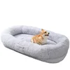 Large Human Dog Sofa Bed Oval Dog Bed Removable Cover Long Plush Pet Kennel Bed Mats Pet Cat Bed Winter Warm Sleeping Floor Mat