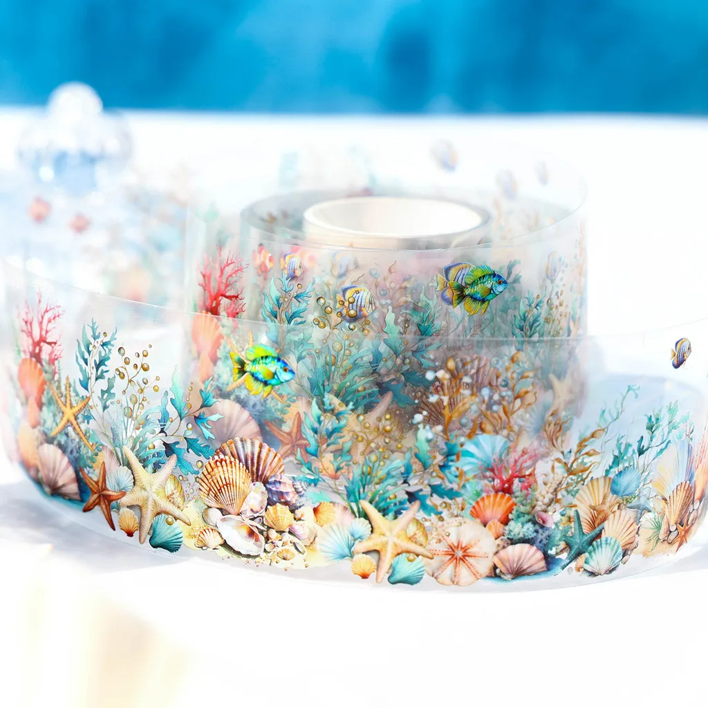 Journamm 45mm*2m PET Collage Tapes Ocean Theme Decor Junk Journal DIY Scrapbooking School Supplies Collage Stationery Tapes 2