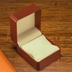 Elegant Black PU Leather Single Watch Display Case with Pillow - Ideal Gift Box (Brown)