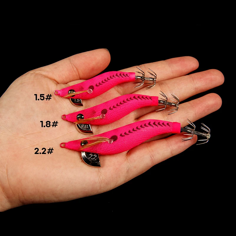 Eging Squid Fishing Lure 1.5# 1.8# 2.2# Wood Shrimp Bait Mini squid lure Luminous Octopus Jig Webfoot Octopus Cuttlefish
