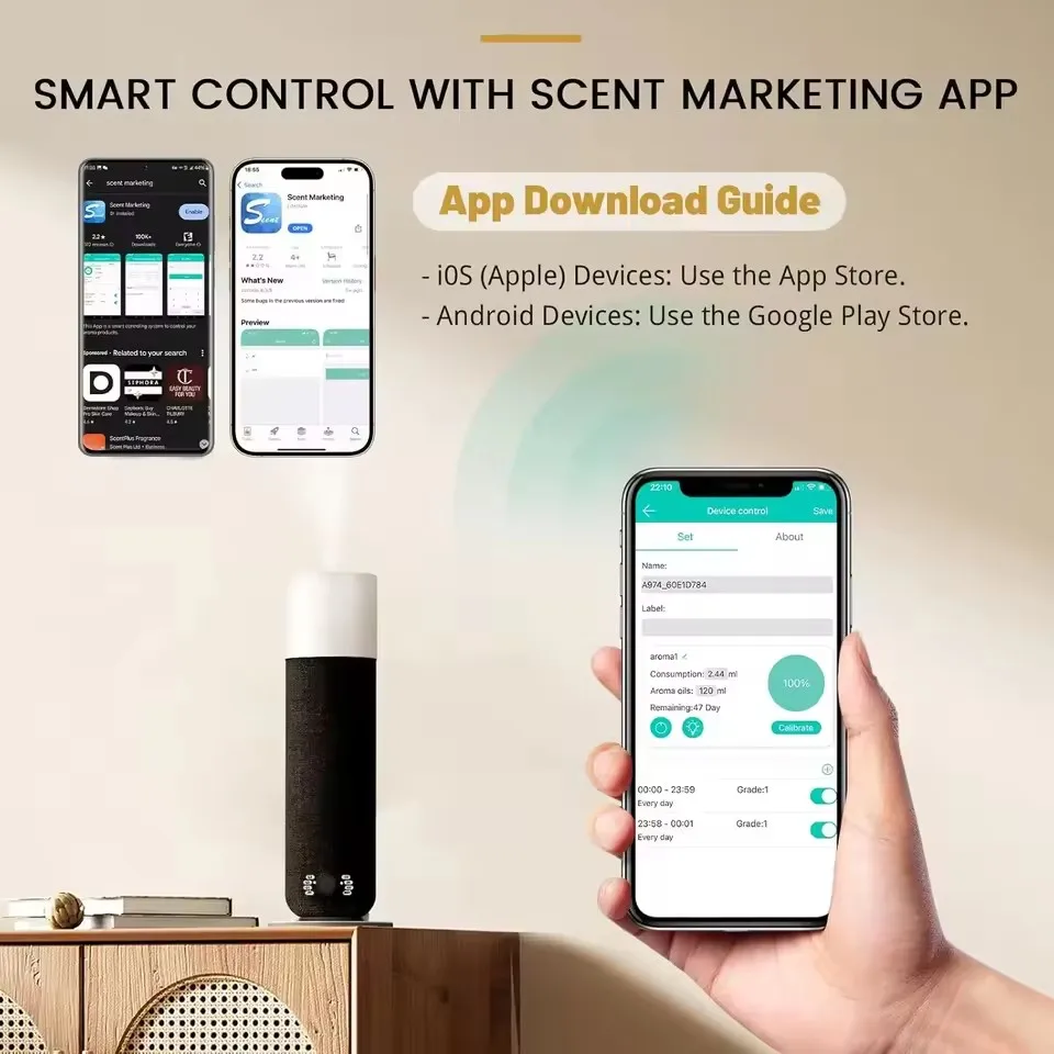 غرفة الناشر العطر يغطي ما يصل إلى 165m3 الذكية رائ...