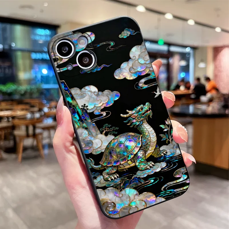 Dragon and Tiger Marble Texture Printed Phone Case