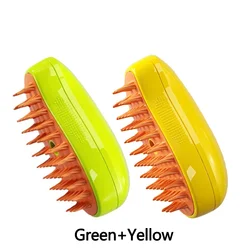 Pet Grooming 3 - in - 1 Electric Steam Brush & Massager (Green and Yellow)