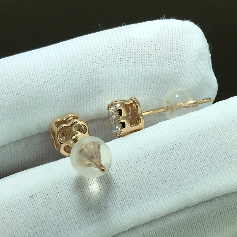 Luomansi Real 18K Gold 1ct D VVS Moissanite Stud Earrings with