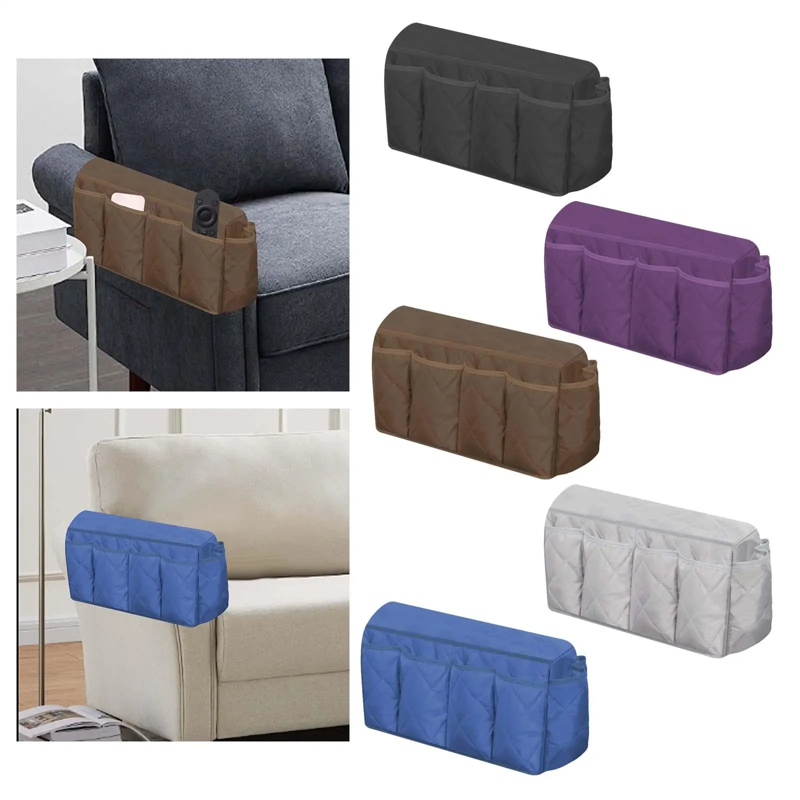 Sofa Armrest Organizer Nonslip recliner Storage Bag for Cables Keys Sundries