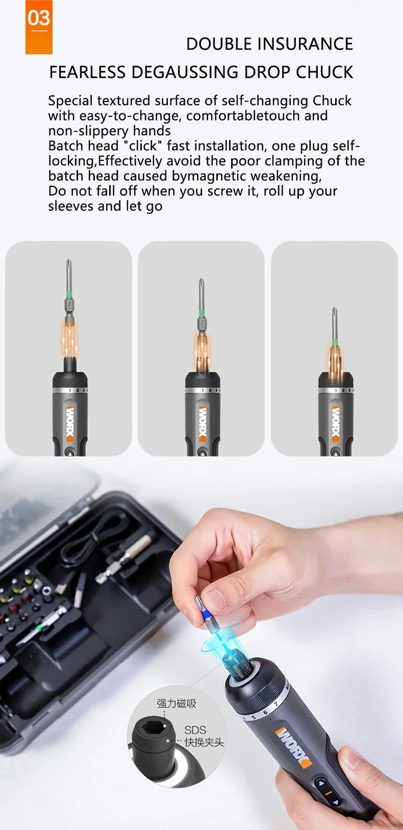 Worx 4V 電動ドライバーセット WX242 ポータブルスマート