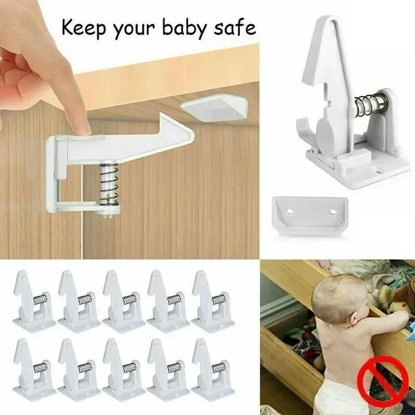 Cabinet Lock Child Lock Safety Lock 1-5Pcs Adhesive Baby Safety Lock For Drawer Cabinet Door Invisible Buckle Closet
