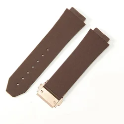 Elegant Watch Strap Bracelet for Hublot Big Bang and Classic Fusion Series (Brown - Rose buckl - A)
