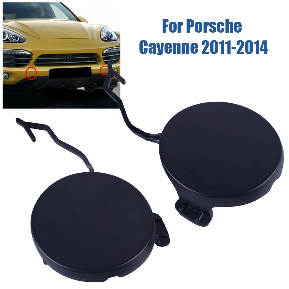 

2pcs Front Bumper Tow Hook Eye Cap Fit For Porsche-Cayenne 2011-2014 Unpainted BLACK Plastic Cover #95850515500/ 95850515600