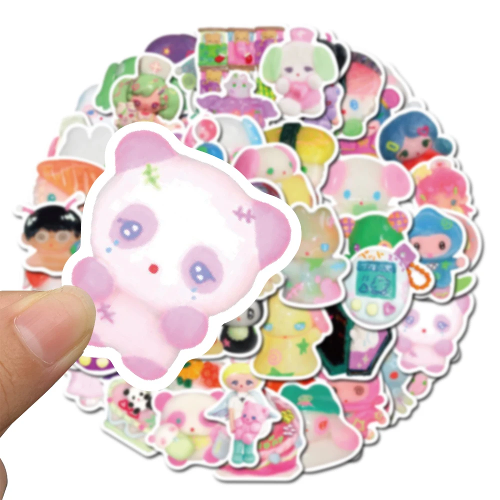 10/56PCS 3D Crystal Clay Girl Cute Stickers Skateboard Notebook Fridge Phone Guitar Luggage Decal Sticker Kids Toy girl shaped silicone craft molds clay molds for diy making resin flowerpots 264e