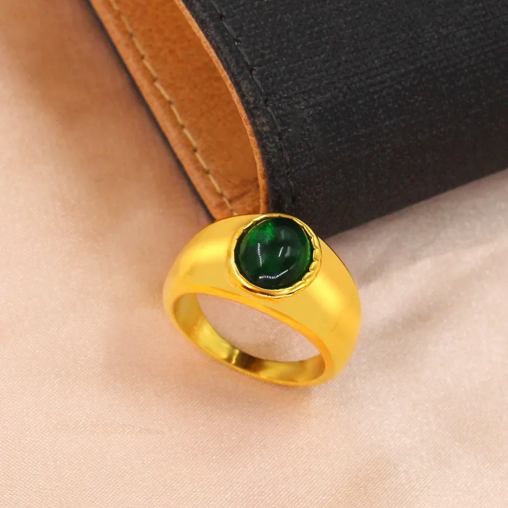 New Minimalist Red Crystal Wide Thick Wedding Ring for Women Premium Stainless Steel Gold Color Knuckle Rings Engagement Jewelry