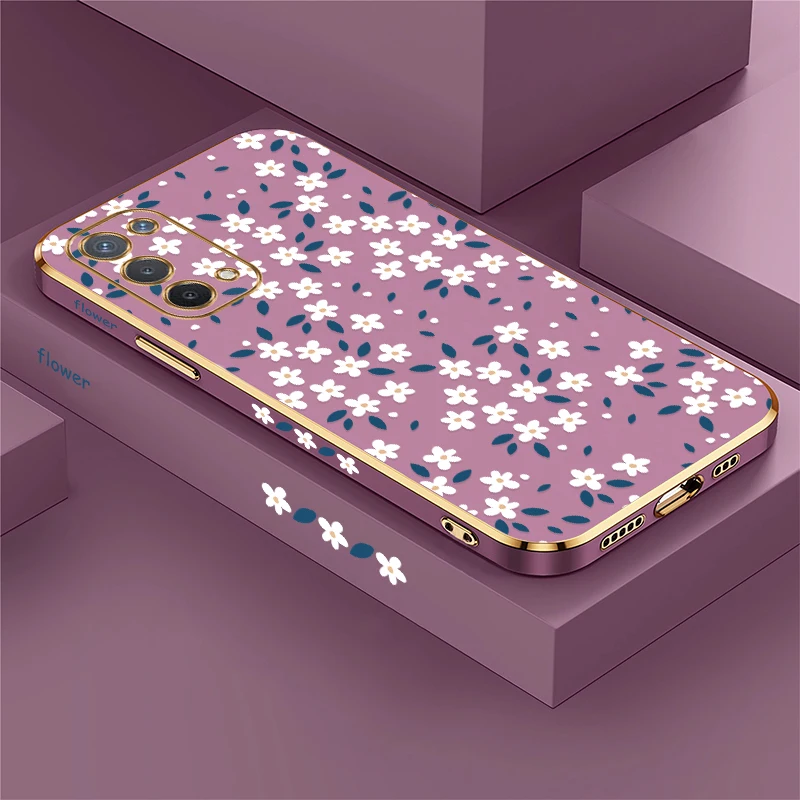 Elegant Floral Shockproof Silicone Phone Case with Plating Finish