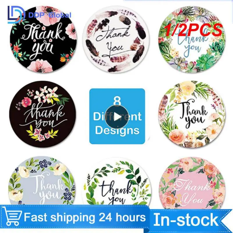 

1/2PCS Colorful round "thank you" sticker seal label paper roll packaging decoration handmade thank you sticker 50-