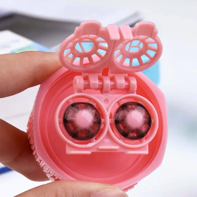 Portable Rotation Contact Lens Manually Contact Lens Washer Cleaner Contact Lens Case Cleaning Container for Everyday Use