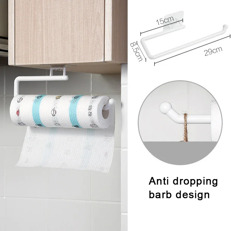 Paper Towel Holder Kitchen Paper Roll Holder Towel Hanger Rack Bar Cabinet Rag Hanging Holder Shelf Toilet Paper Towel Holders