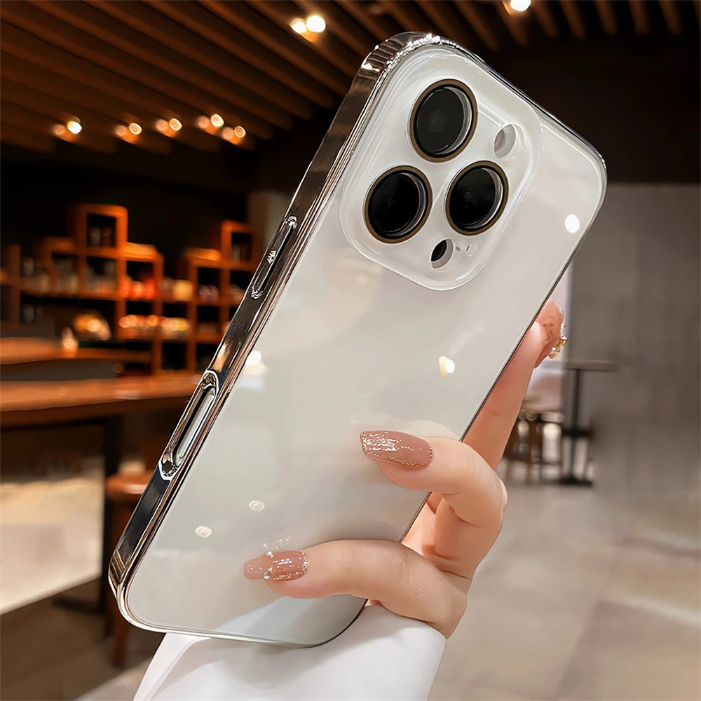Luxury Plating Full Lens Protection Frosted Glass Phone Case