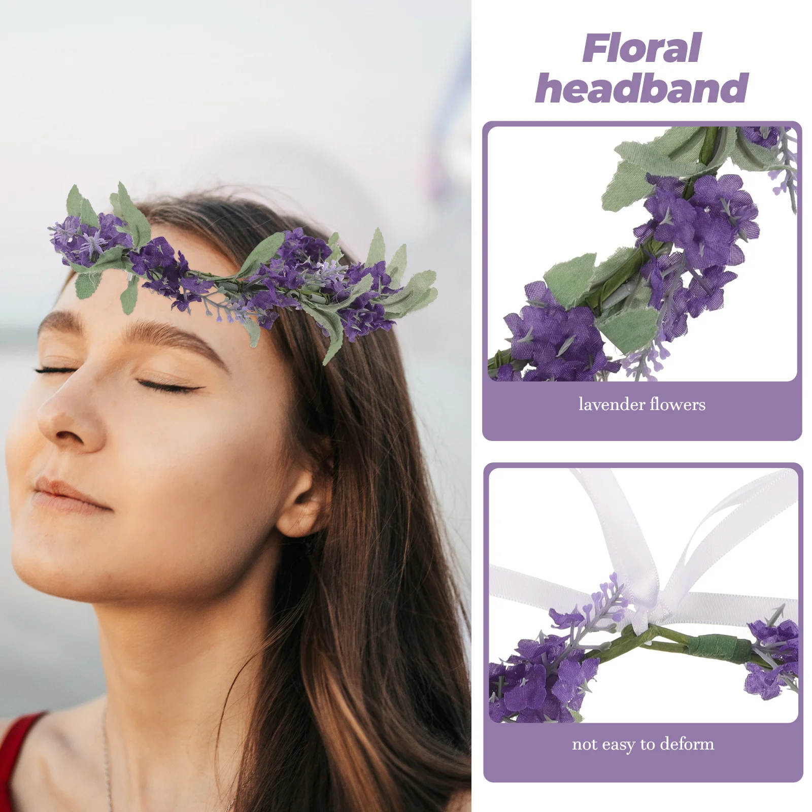 Flower Crown Green Wedding Hair Accessories Bridal Floral Headband Violet Headpiece 3