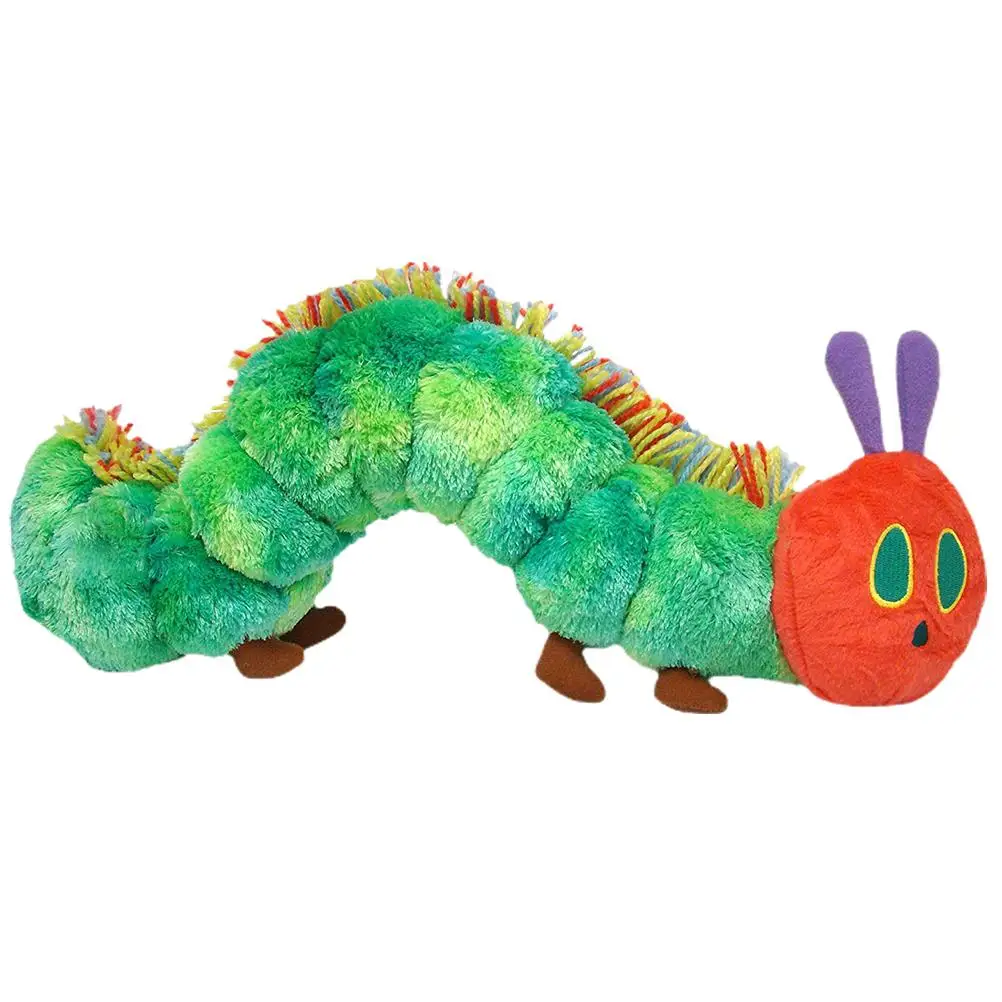 Oruga de peluche de 22 cm, de algodón verde, regalo creativo muy hambriento para niños, decoración del hogar