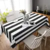 Black White Striped Tablecloth for Rectangle Geometric Stripe Waterproof Table Cloth for Kitchen Dining Room Holiday decorations 2