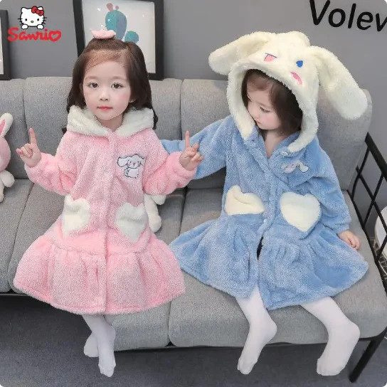 

Новая мультяшная женская ночная рубашка аниме Sanrio Cinnmoroall плюс бархатная утепленная Коралловая бархатная теплая милая детская спортивная одежда