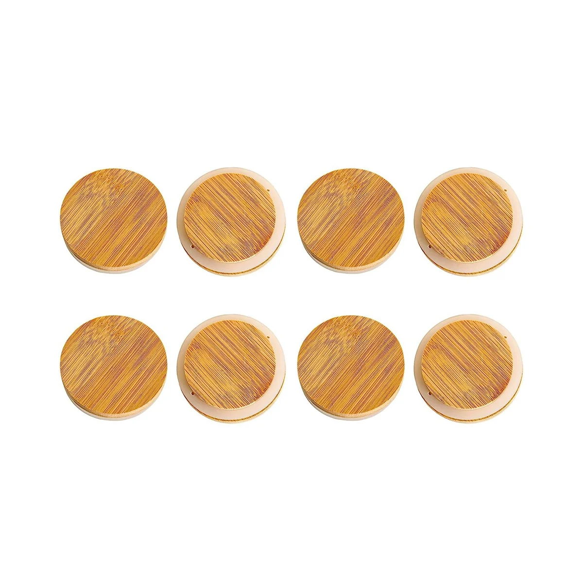 Wooden Jar Lids, 8 Pcs Bamboo Wooden Storage Lids Regular Mouth, Reusable Ball Lids for Jars 70Mm
