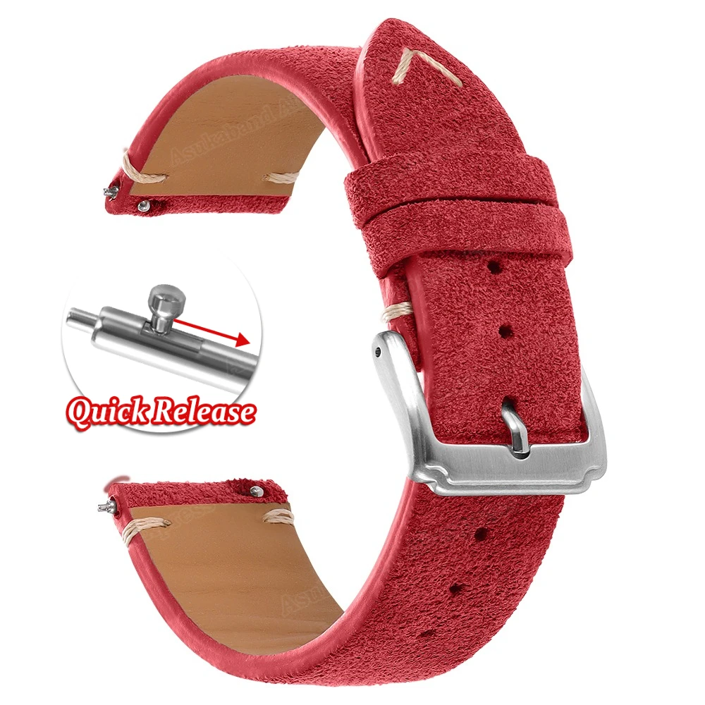 Luxurious Suede Quick Release Watch Bands, Soft Calfskin Strap