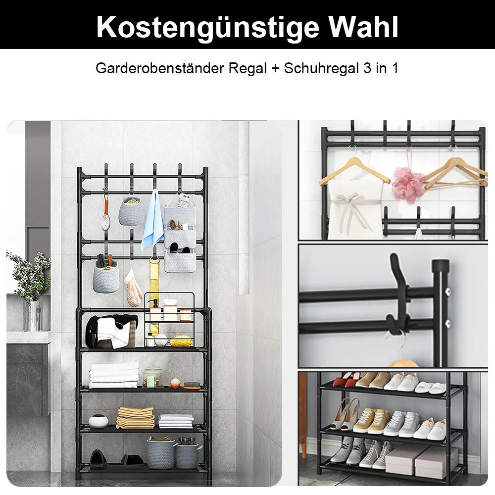 5/4-stöckiges Freistehendes Aufbewahrungsregal Kleider- und Hut-Aufbewahrungsregal Schuhregal Freistehender Aufbewahrungsschrank für Wohnzimmer – Detail 10