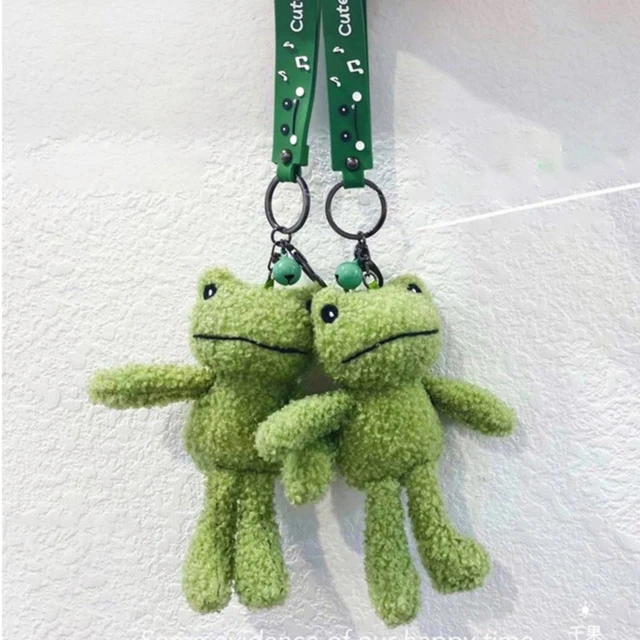 Ugly Smiling Face Green Frog Plush Doll Keychain Pendant Personalized Fashion Bag Ornaments Key Chain Holder Lanyard For Keys 2
