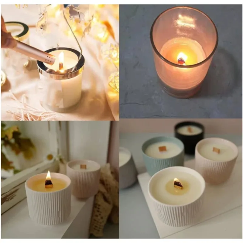 Candle making kit 60pcs Wooden Candle Wick Smokeless Candle Core Clip Base Handmade Wood Core