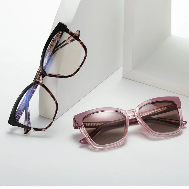 GJ OPTICIAN Polarized Glasses Magnetic Clip Eyeglasses Two Color Sunglasses Anti Blue Light Optical Prescription Reading Glasses 2