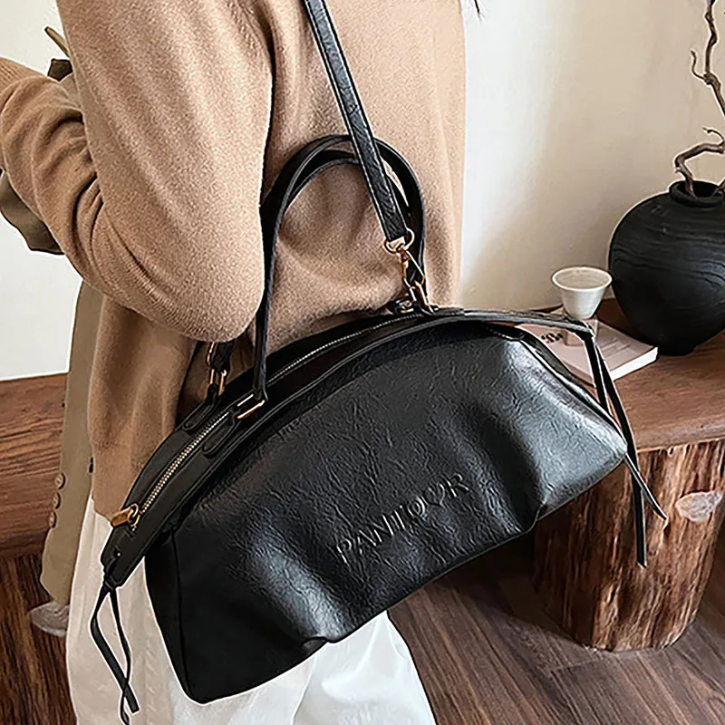Pu Crossbody Bag Fashion Casual Handbag Women'S Bowling Bag Shoulder Bag Large Capacity Tote Bag Banquet Bag