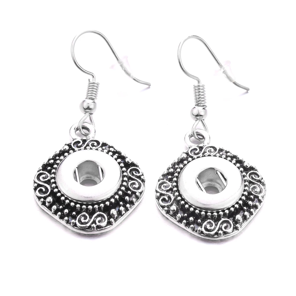 15pcs Vintage Style Metal 12mm Snap Button Earrings Heart Star Mini DIY Snaps Buttons Earring  Women Jewelry