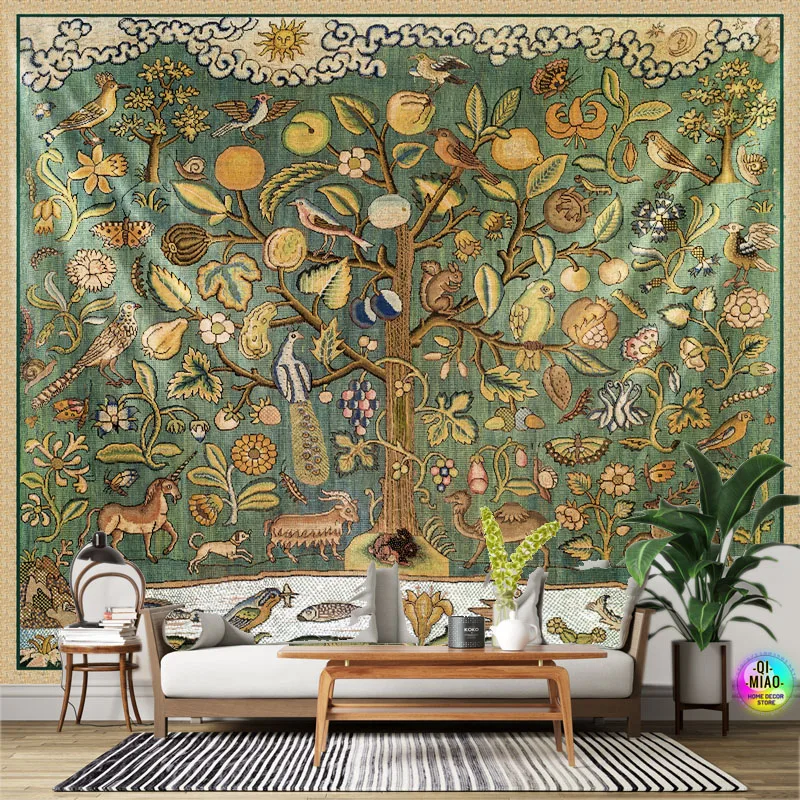 Baum des Lebens Tapisserie Boho Zimmer Dekor Malerei Retro Große Stoff Hause Dekoration Geheimnis Baum Vintage Kunst Wand Hängen Wishing – Detail 7