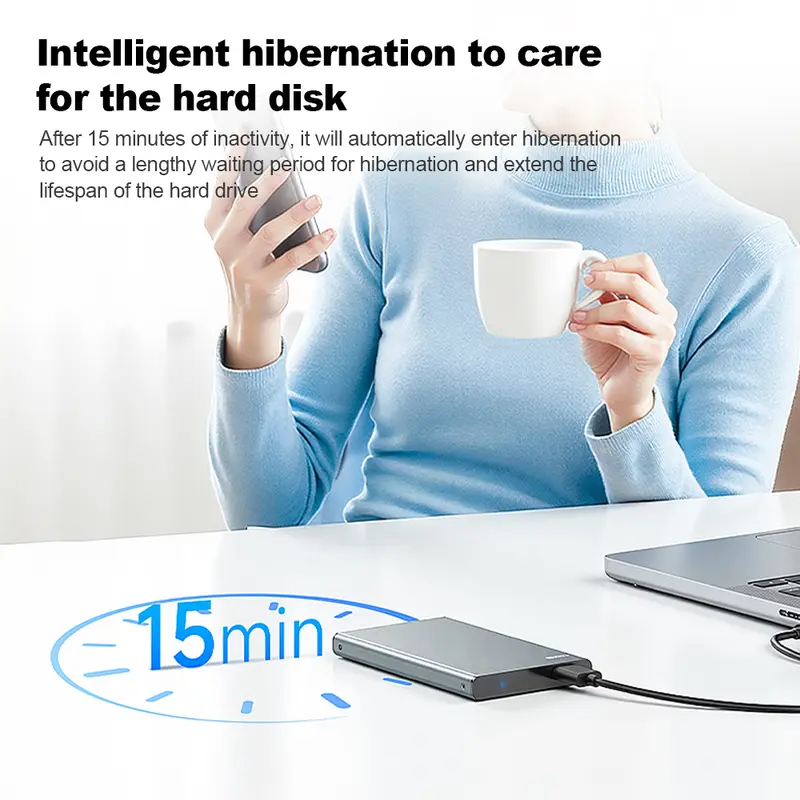 KEBIDUMEI HDD Enclosure 2.5 SATA SSD External Hard Drive Case 5Gbps USB 3.0 To Type C Transfer Speed Aluminum Alloy Harddisk Box - Image 5