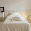 4Pcs Romantic Double Layer Lace Princess Wedding Bedding Set 100% Cotton Duvet Cover Bed Sheet Or Quilted Bedspread Pillowcases 5