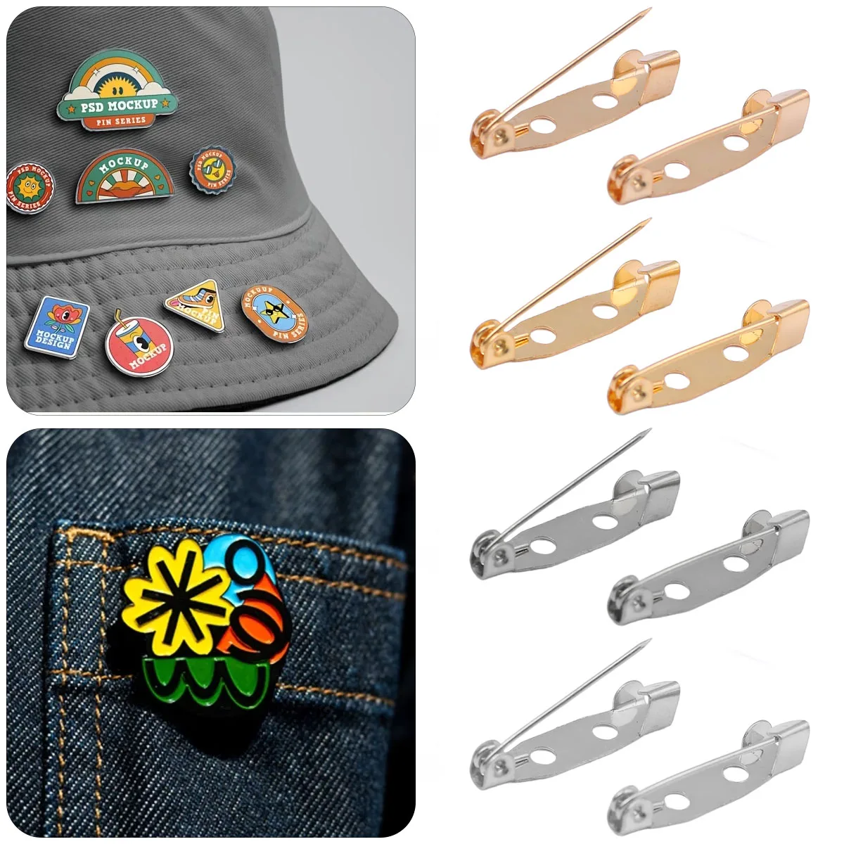 Colorful Alloy Pin Bases for Handmade DIY Jewelry and Brooch Making