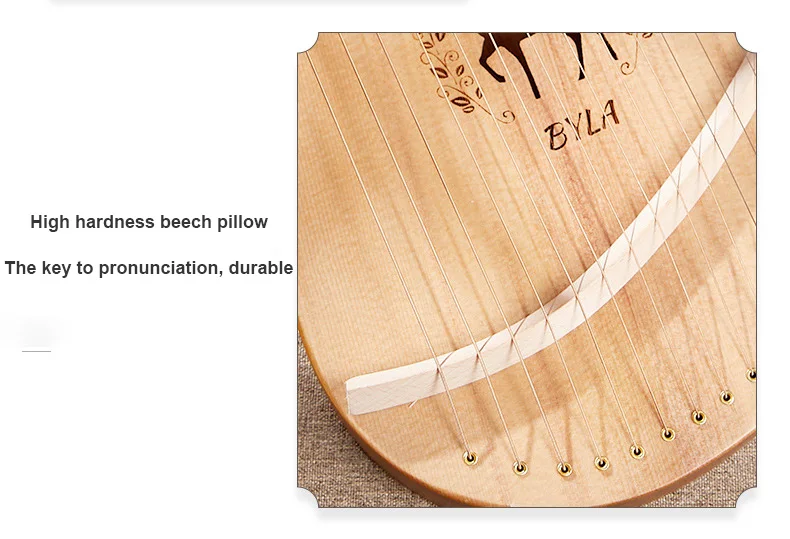 Description Picture 6 of item21/24/27/32 Strings Lyre Harp Wooden Mahogany Material Love Song Thumb Piano Lute For Children Birthday Gift Beginner With Parts